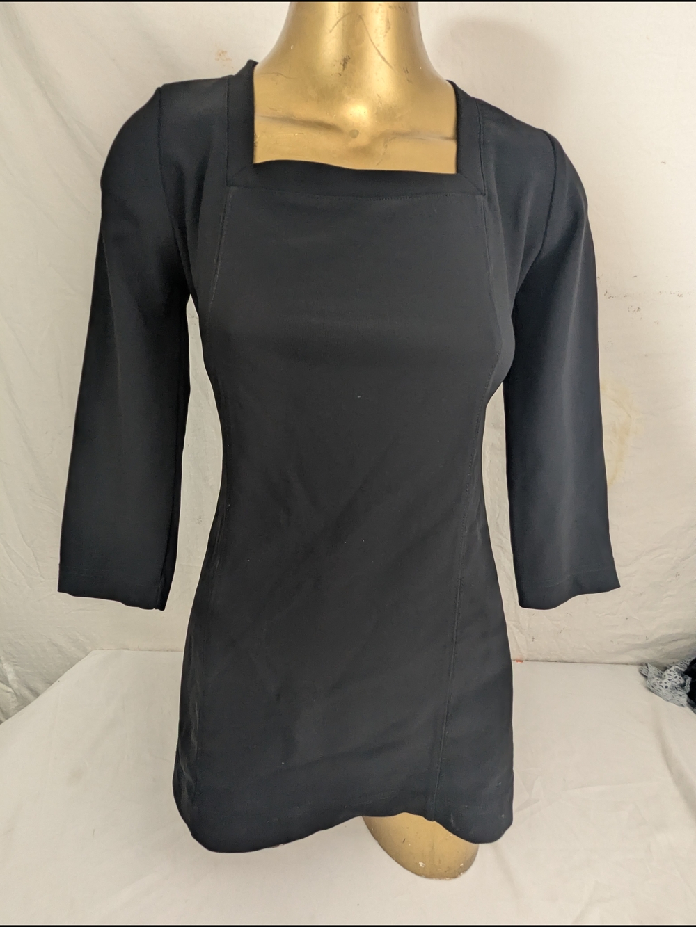 Boston Proper Black Square Neck Tunic Top Size Small
